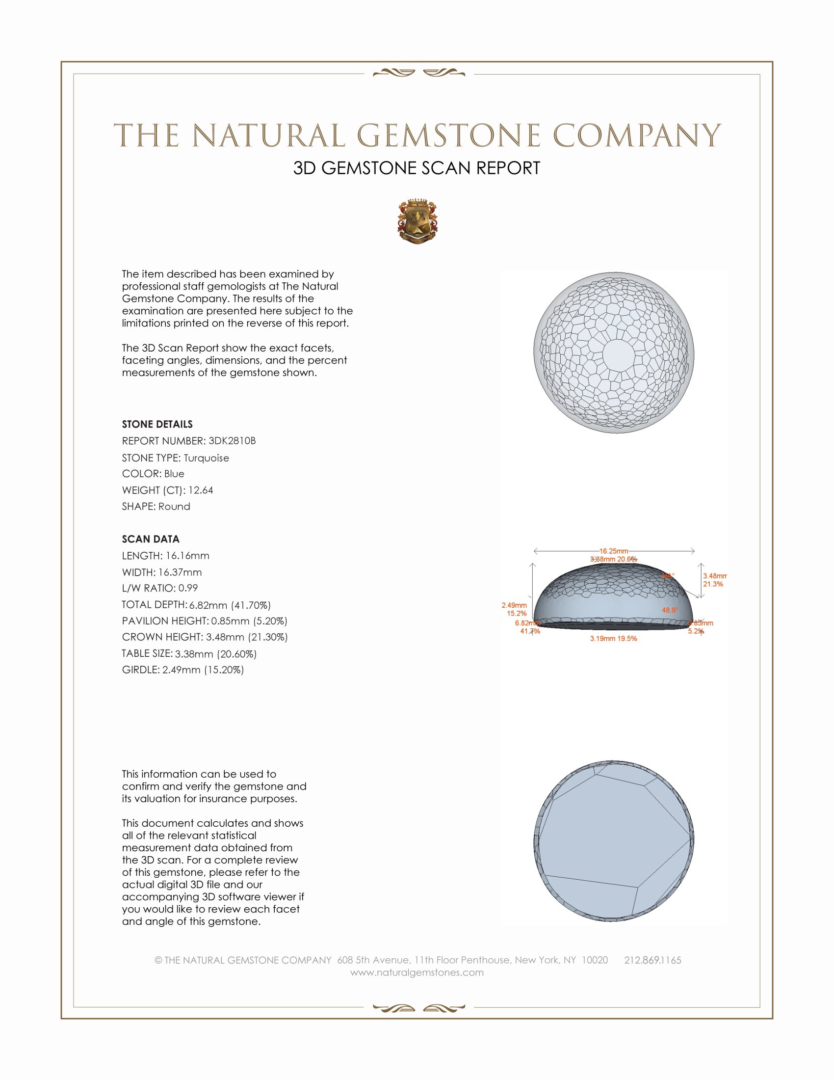 12.64 Ct. Cabochon Turquoise from United States