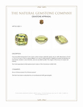 3.44 Ct. Yellowish Green Zircon from Ceylon (Sri Lanka) Appraisal