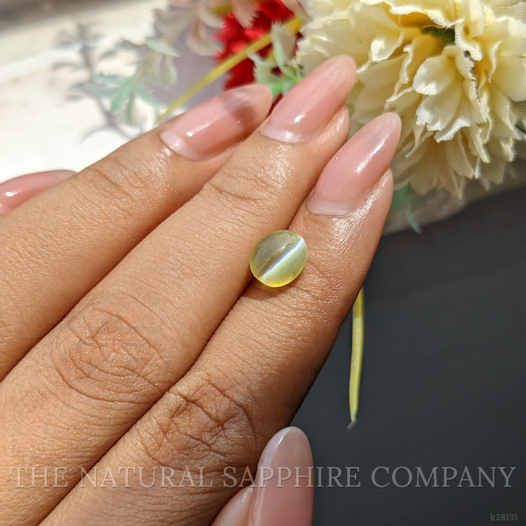 2.55 Ct. Yellowish Green Cabochon Chrysoberyl from Tanzania