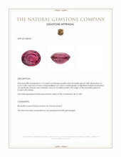 1.13 Ct. Purplish Pink Rhodolite Garnet from Ceylon (Sri Lanka) Appraisal