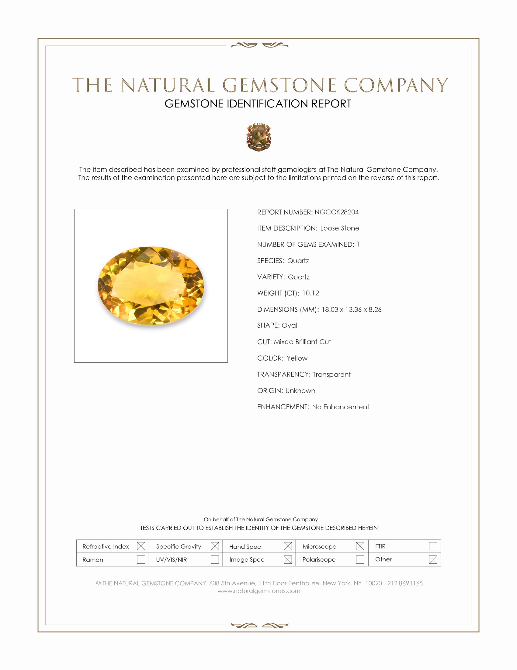 10.12 Ct. Yellow Citrine