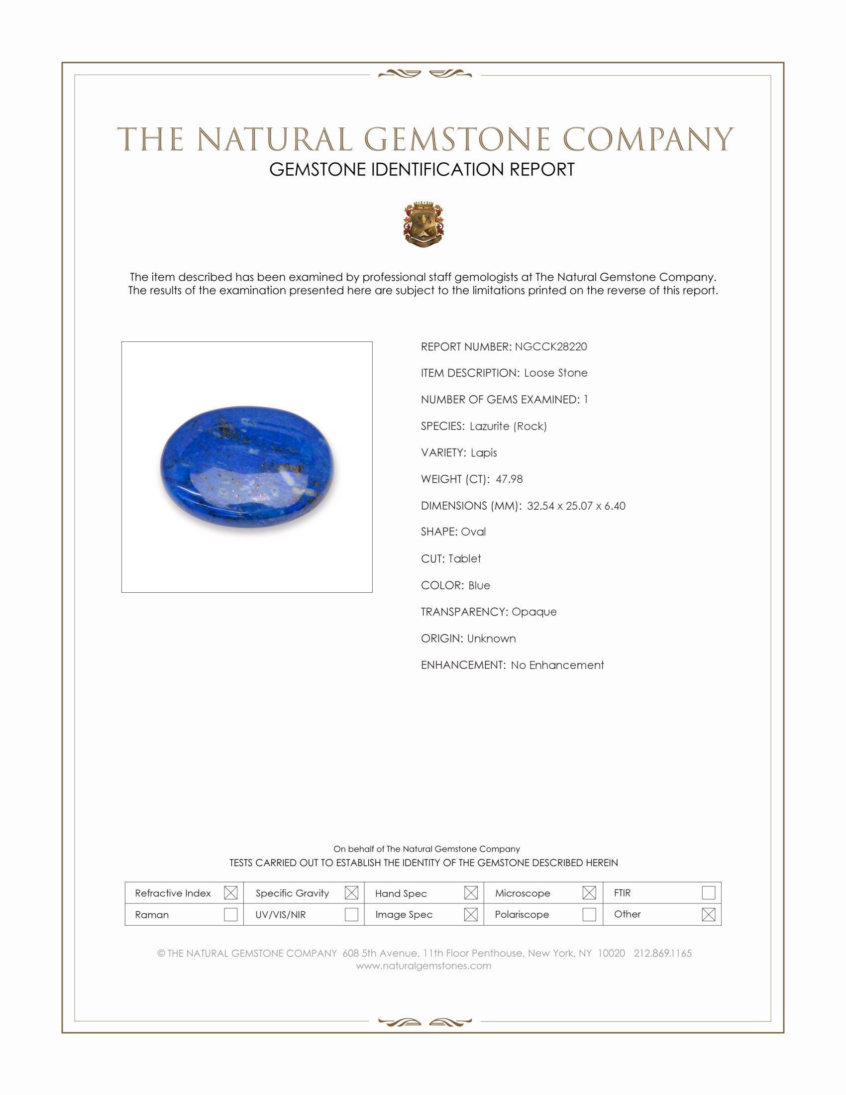 47.98 Ct. Lapis