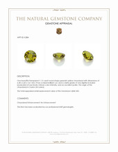 1.15 Ct. Greenish Yellow Chrysoberyl from Ceylon (Sri Lanka) Appraisal