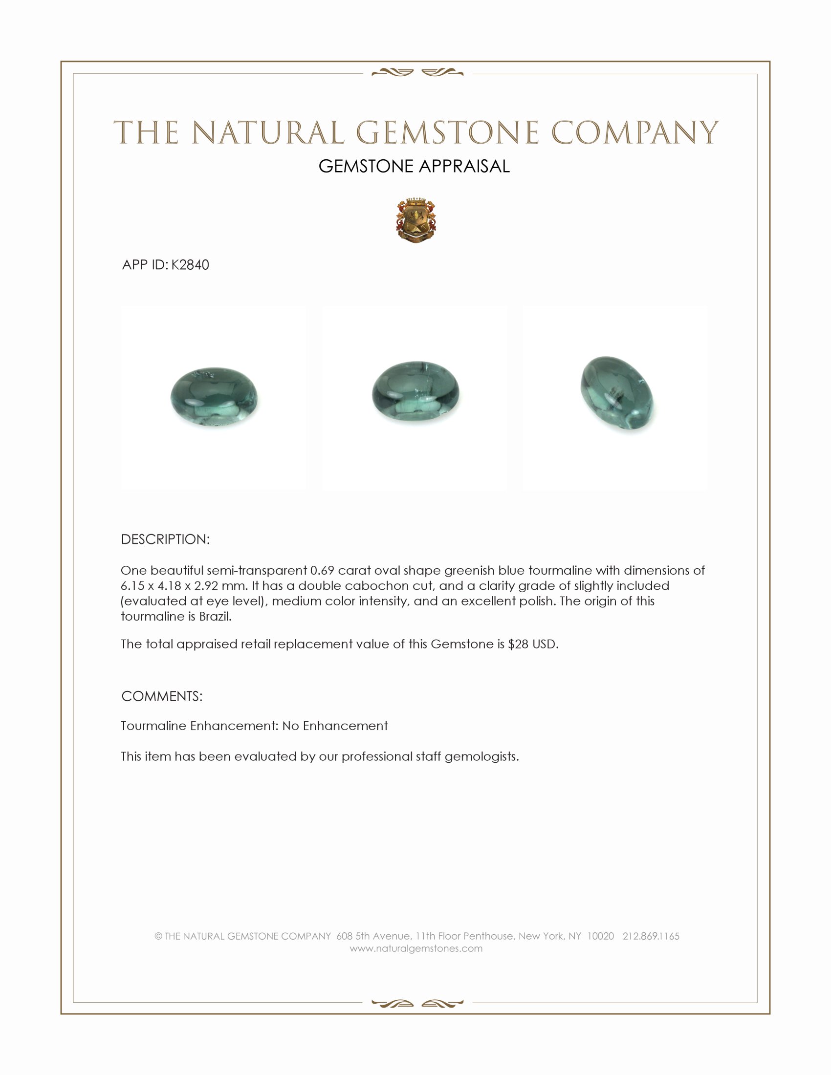 0.69 Ct. Cabochon Fire Opal from Brazil