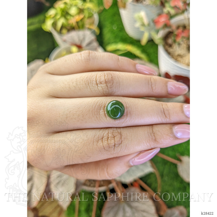 3.29 Ct. Green Cabochon Jade from Burma (Myanmar)