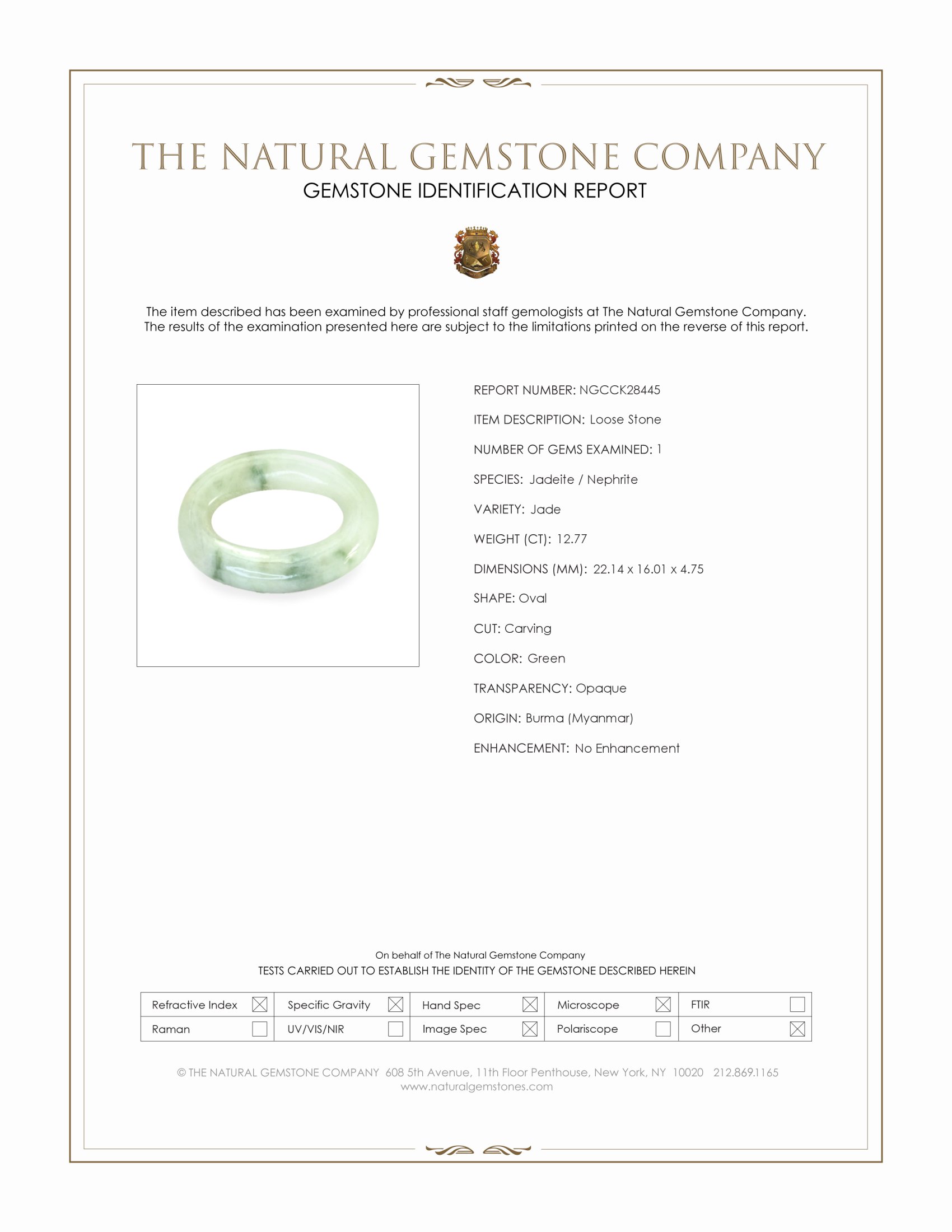 12.77 Ct. Green Jade from Burma (Myanmar)