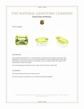 0.77 Ct. Greenish Yellow Chrysoberyl from Ceylon (Sri Lanka) Appraisal