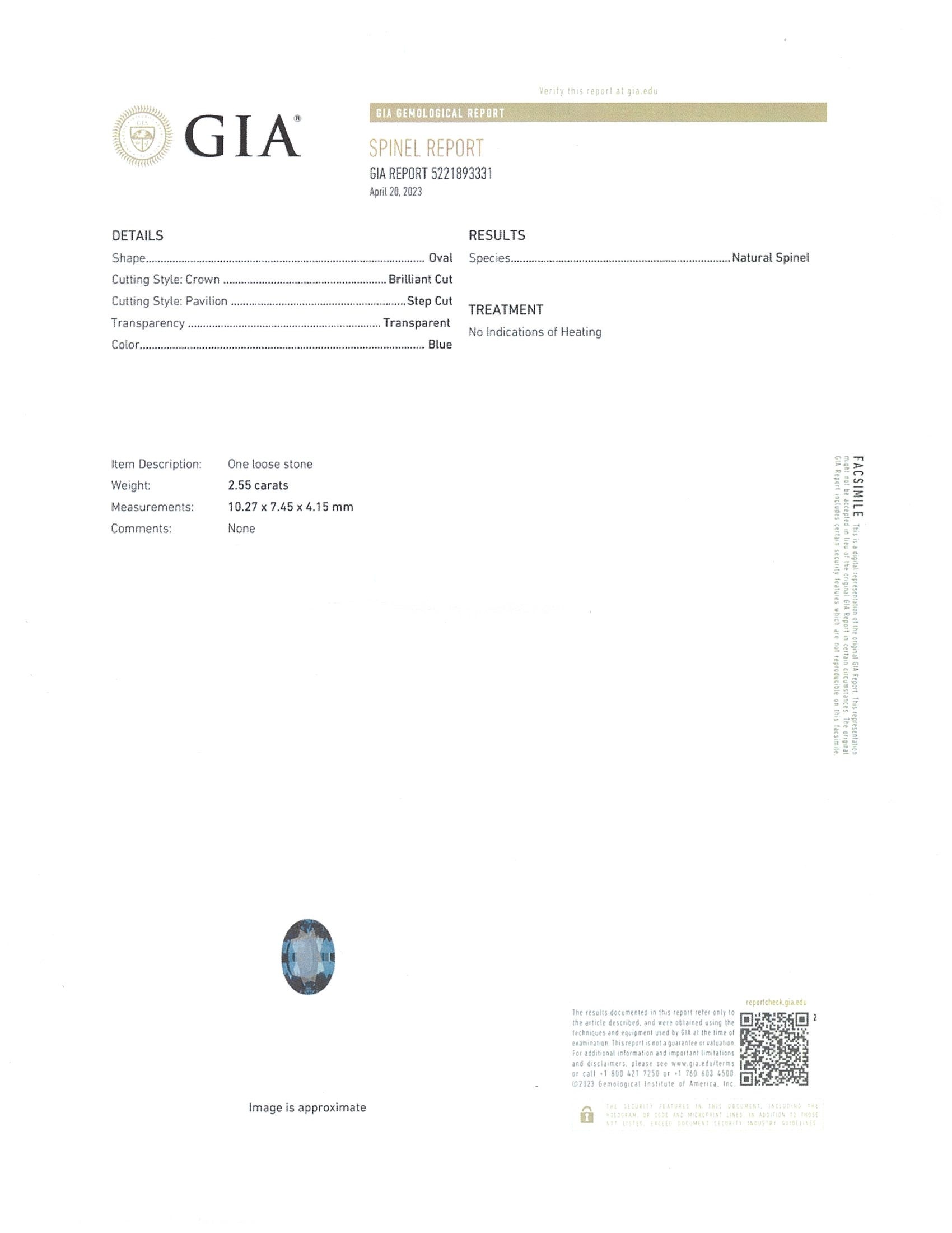 2.55 Ct. Spinel from Ceylon (Sri Lanka)