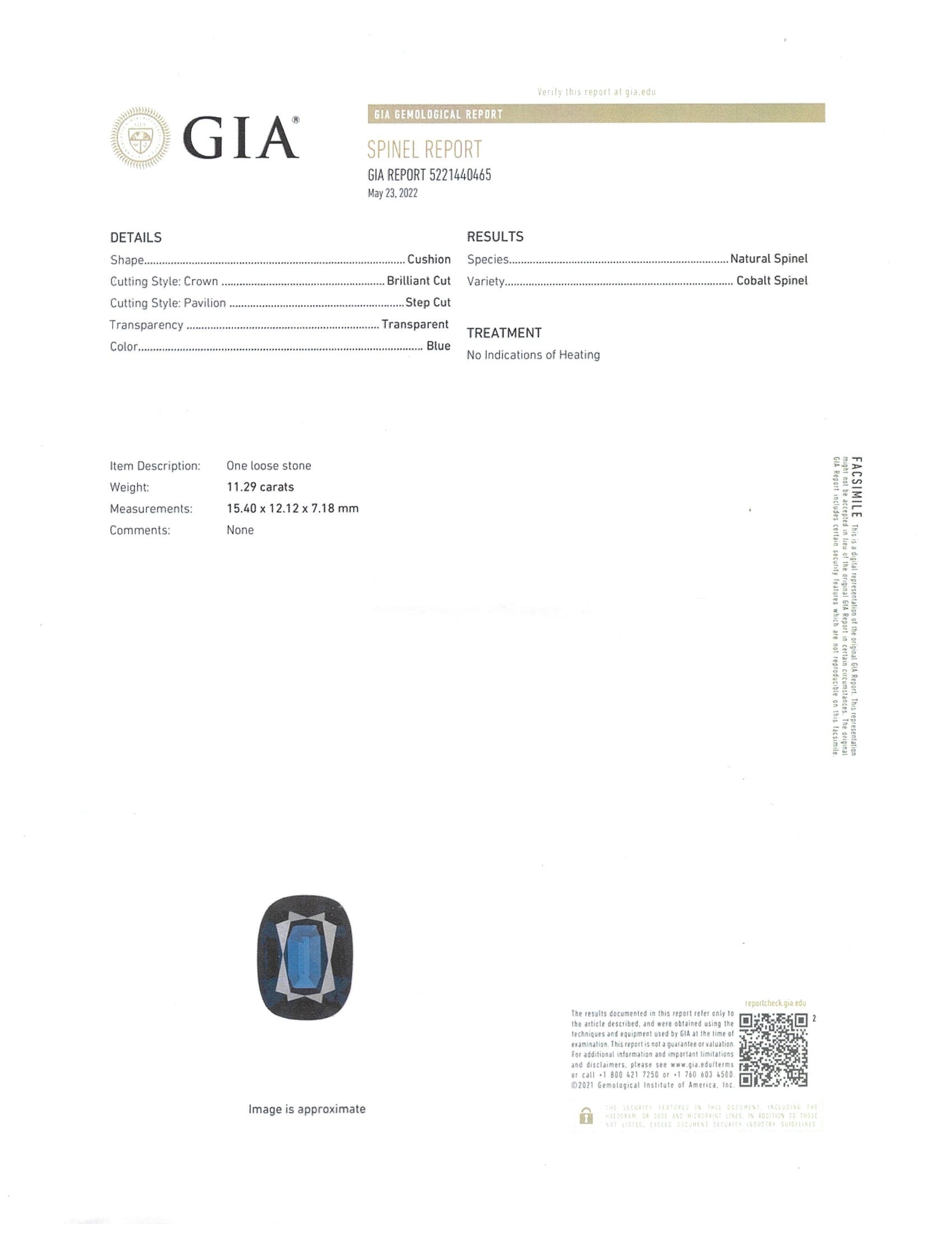 11.29 Ct. Cobalt Spinel from Ceylon (Sri Lanka)