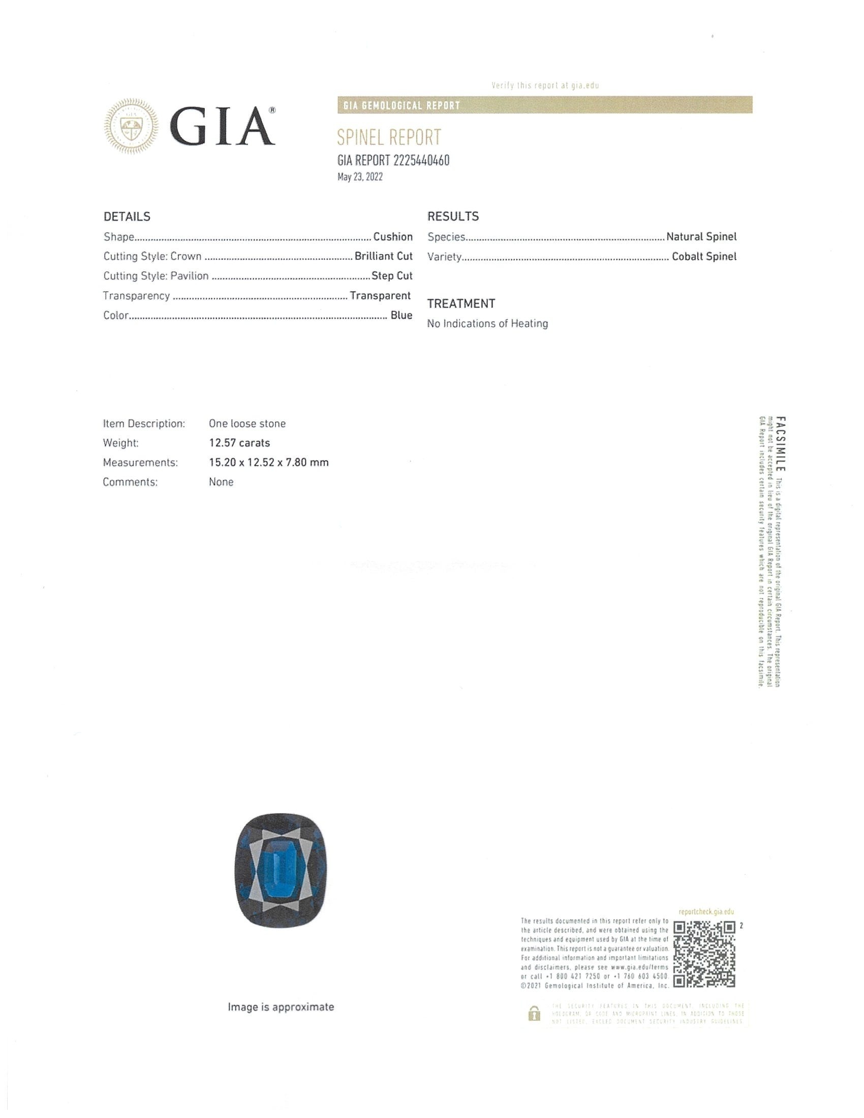 12.57 Ct. Cobalt Spinel from Ceylon (Sri Lanka)