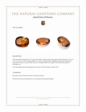 2.77 Ct. Orange Hessonite Garnet from Madagascar Appraisal