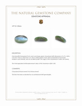 0.64 Ct. Green Cabochon Chrysoberyl from Ceylon (Sri Lanka) Appraisal