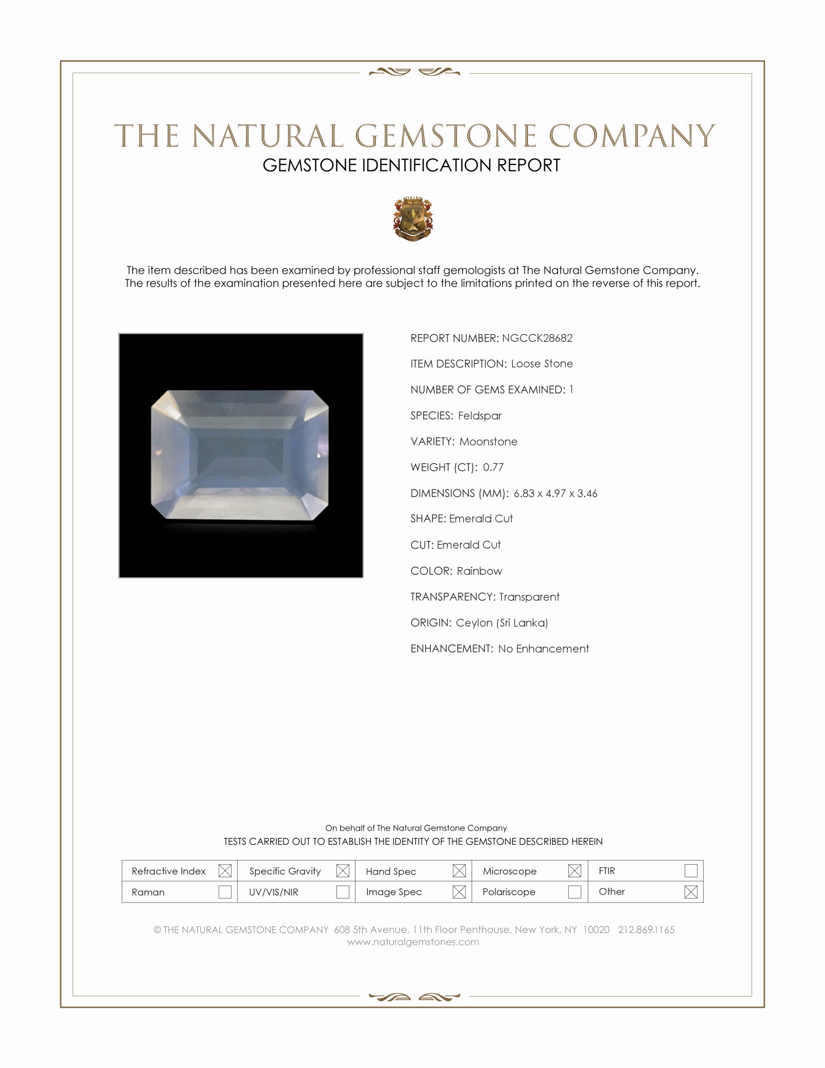 0.77 Ct. Rainbow Moonstone from Ceylon (Sri Lanka)