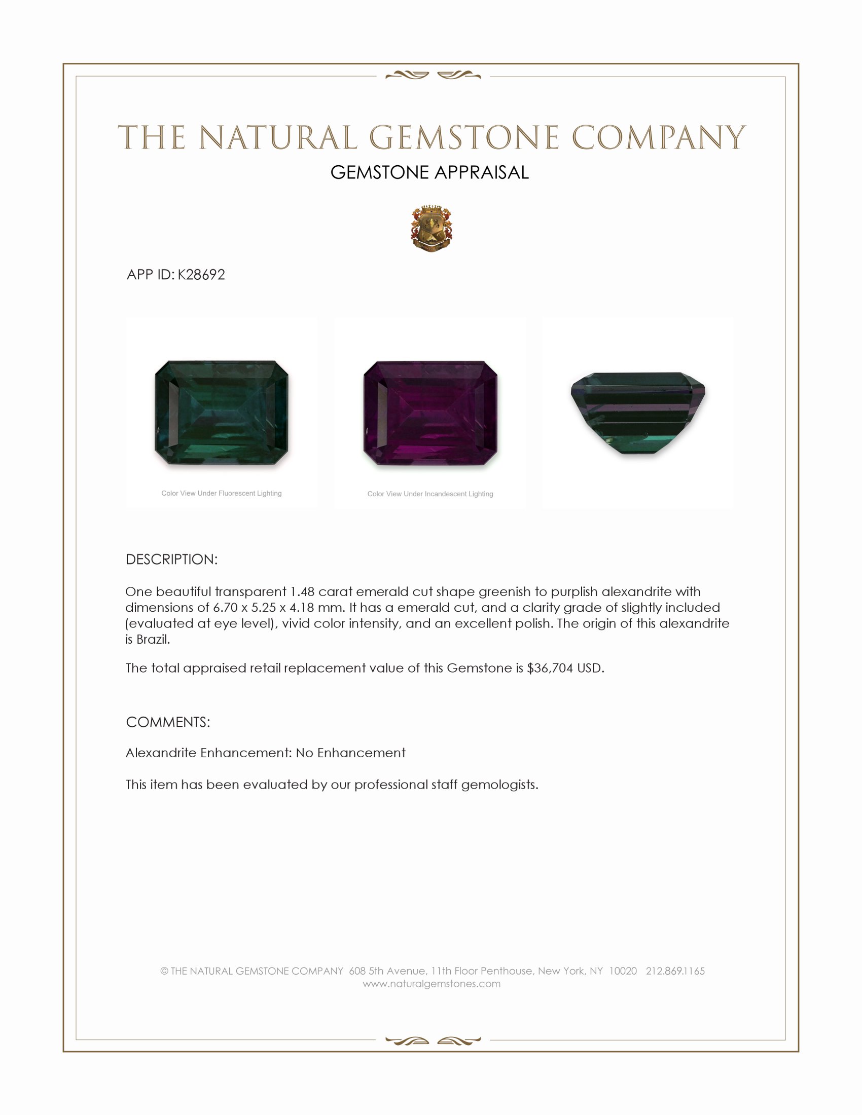 1.48 Ct. Alexandrite from Brazil