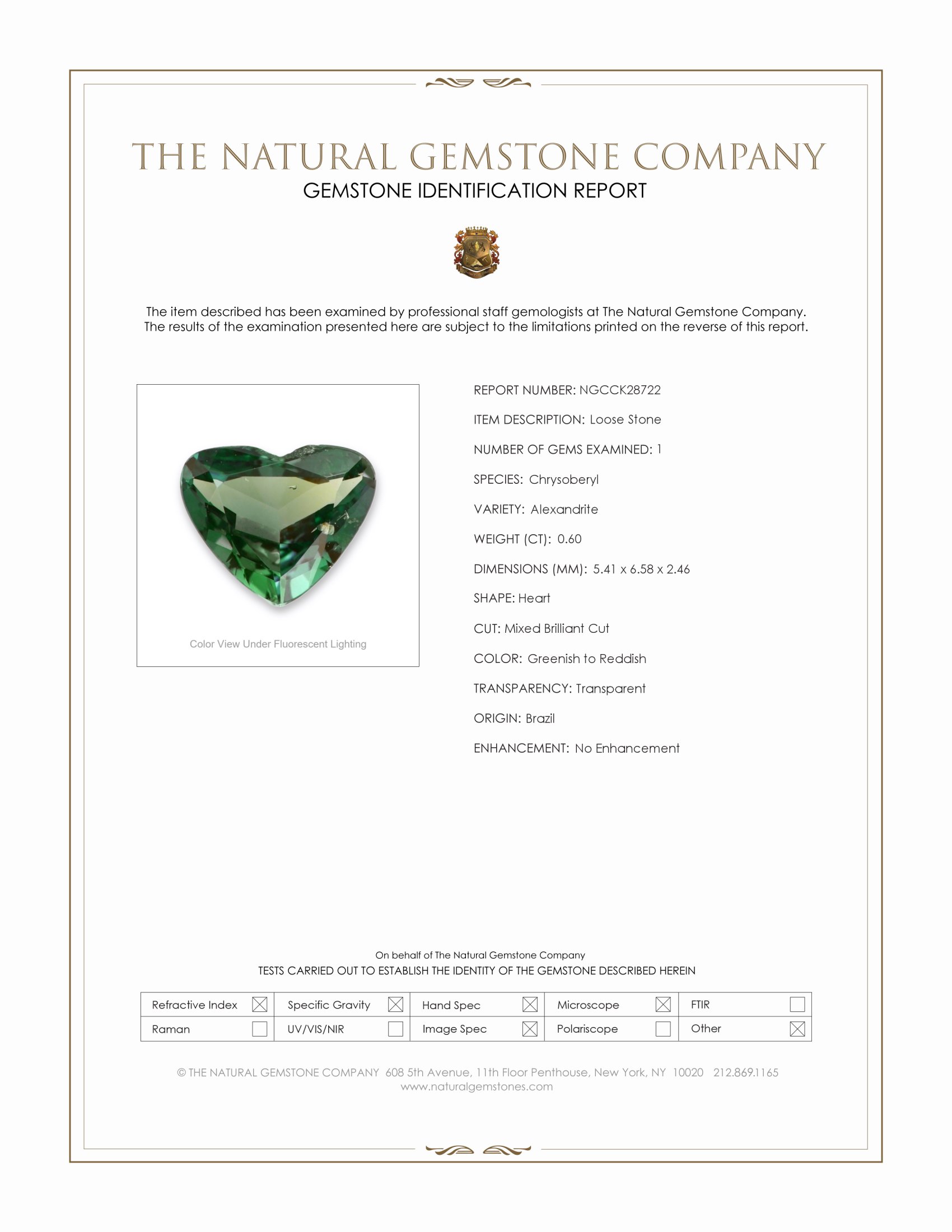 0.60 Ct. Alexandrite from Brazil