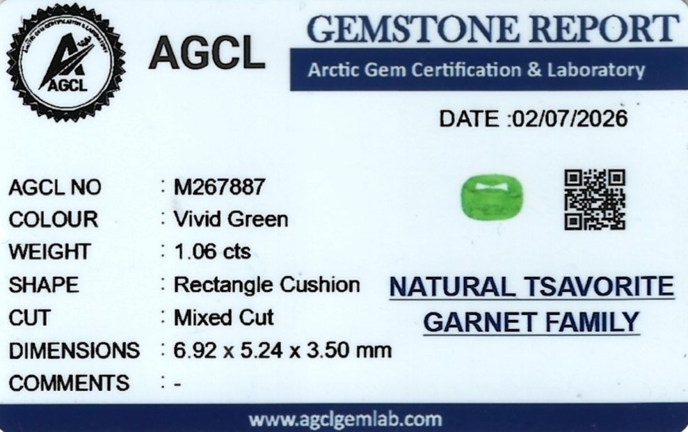 1.06 Ct. Tsavorite Garnet from Kenya