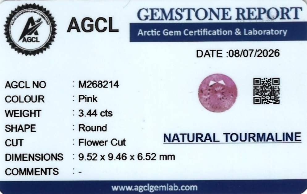 3.44 Ct. Pink Tourmaline from Madagascar