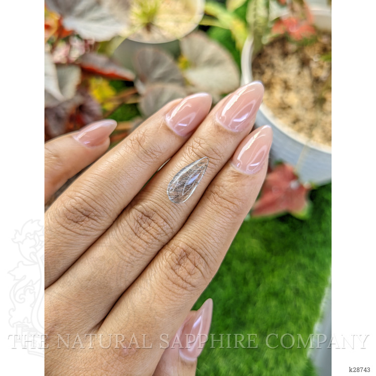 2.40 Ct. White Cabochon Rutilated Quartz from Ceylon (Sri Lanka)