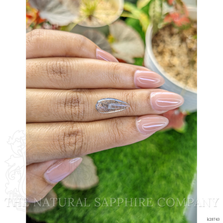 2.40 Ct. White Cabochon Rutilated Quartz from Ceylon (Sri Lanka)