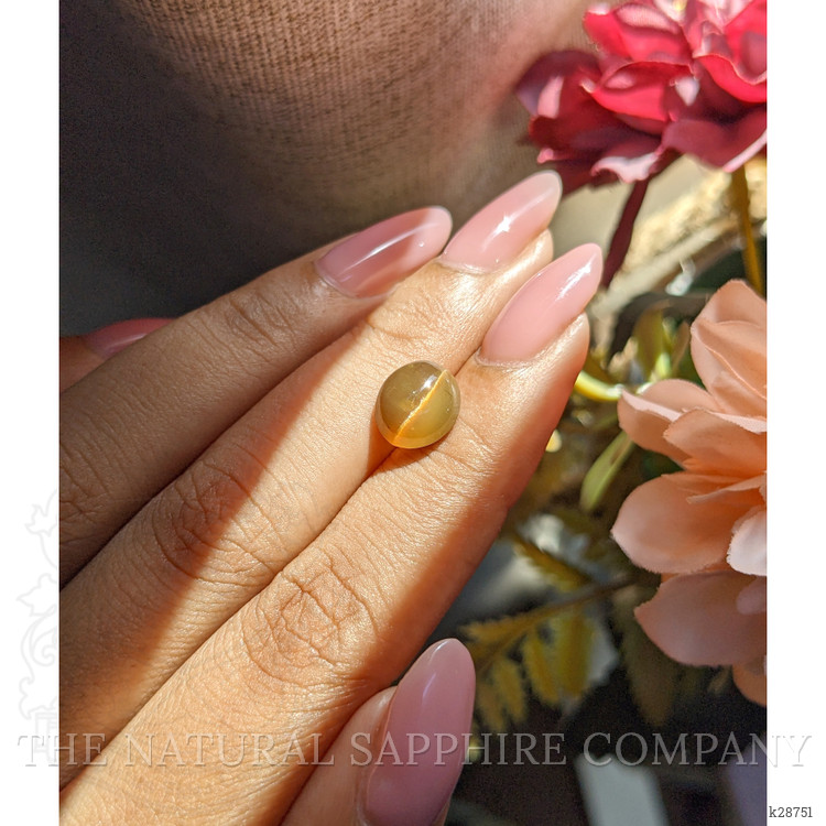 3.65 Ct. Yellowish Brown Cabochon Apatite from Ceylon (Sri Lanka)