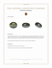 3.49 Ct. Green Cabochon Chrysoberyl from Ceylon (Sri Lanka) Appraisal