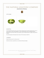 0.49 Ct. Yellowish Green Peridot from Pakistan Appraisal