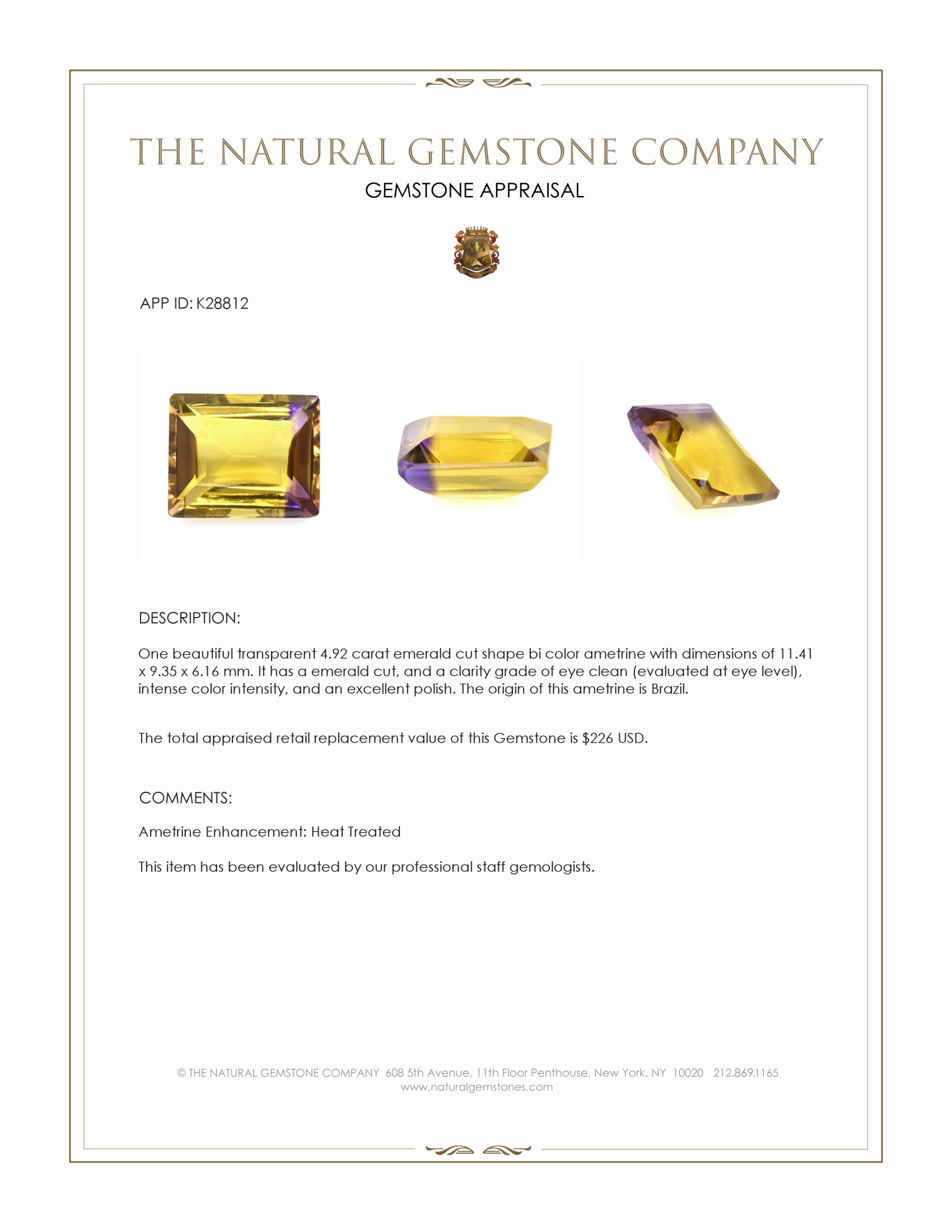4.92 Ct. Bi Color Ametrine from Brazil