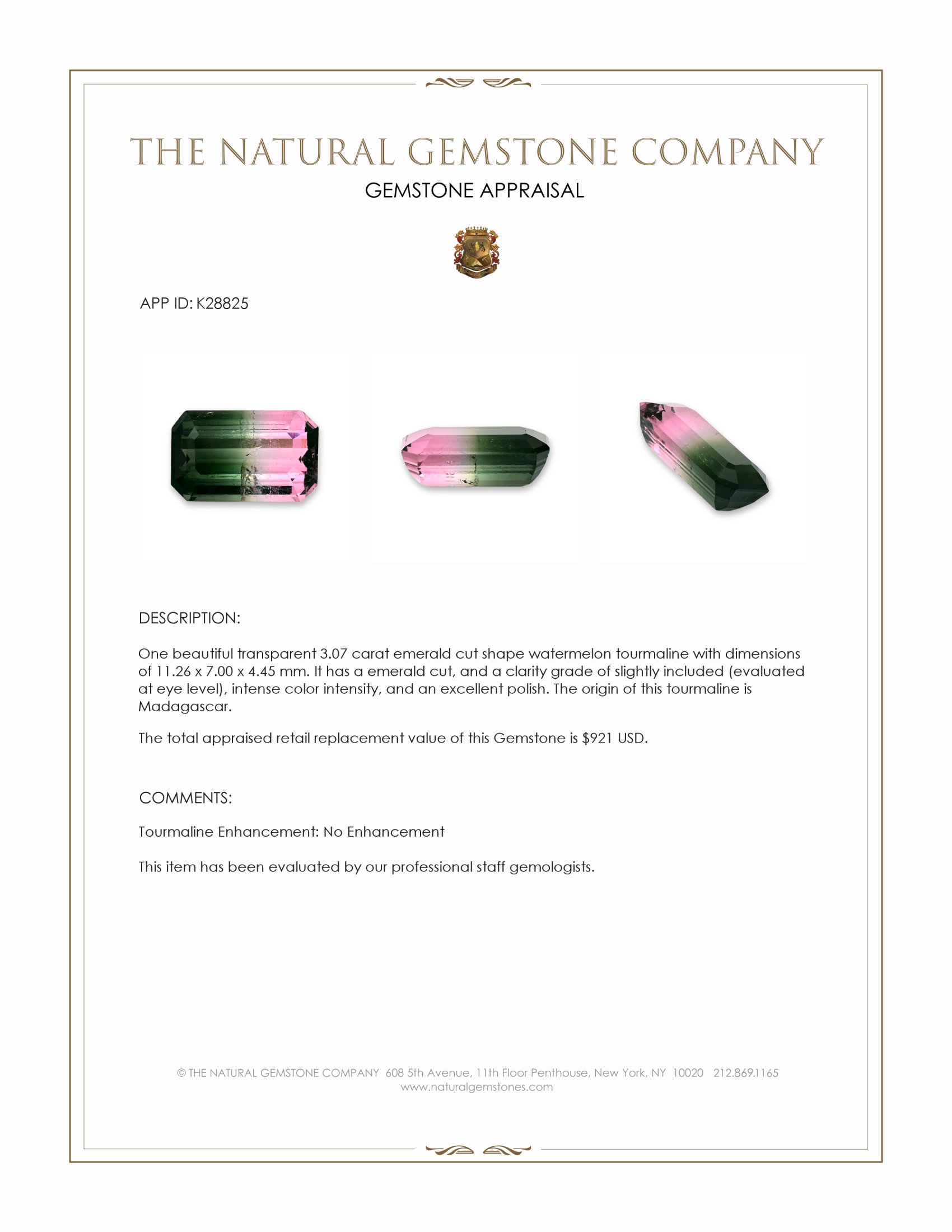 3.07 Ct. Watermelon Tourmaline from Madagascar