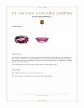 1.25 Ct. Pinkish Purple Rhodolite Garnet from Ceylon (Sri Lanka) Appraisal