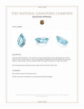 1.38 Ct. Greenish Blue Zircon from Ceylon (Sri Lanka) Appraisal