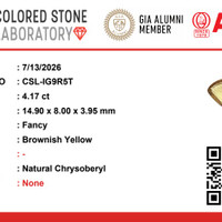 4.16 Ct. Brownish Yellow Chrysoberyl from Ceylon (Sri Lanka) Pdf