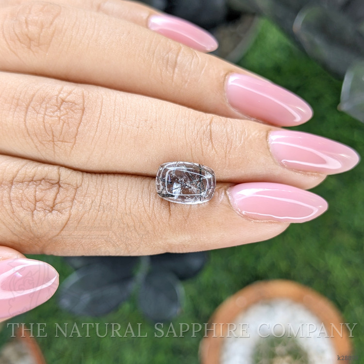 2.65 Ct. White Cabochon Rutilated Quartz from Ceylon (Sri Lanka)