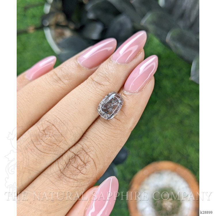 2.65 Ct. White Cabochon Rutilated Quartz from Ceylon (Sri Lanka)
