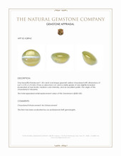 1.30 Ct. Greenish Yellow Cabochon Chrysoberyl from Tanzania Appraisal