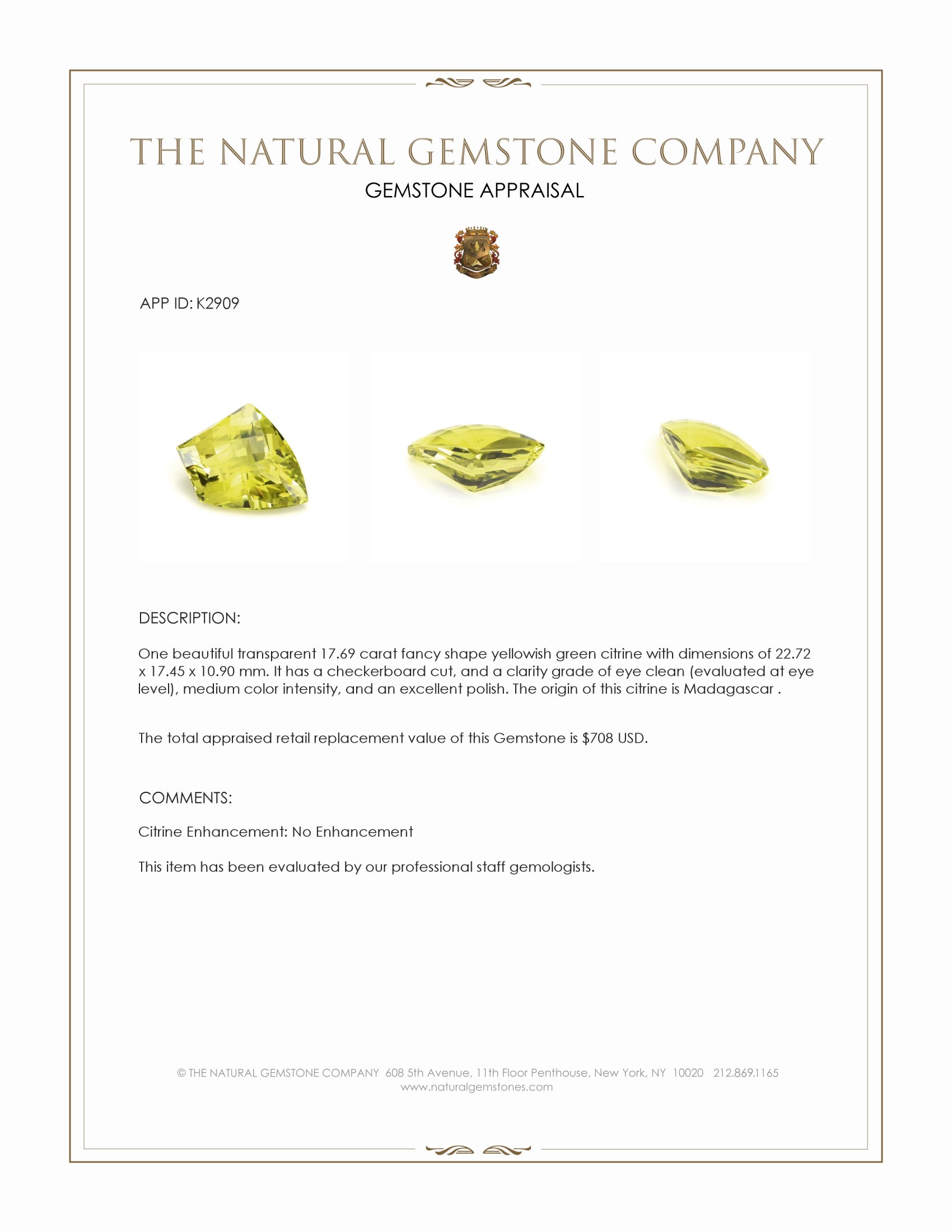 17.69 Ct. Citrine from Madagascar