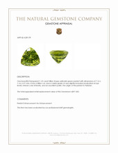 1.52 Ct. Yellowish Green Peridot from Pakistan Appraisal