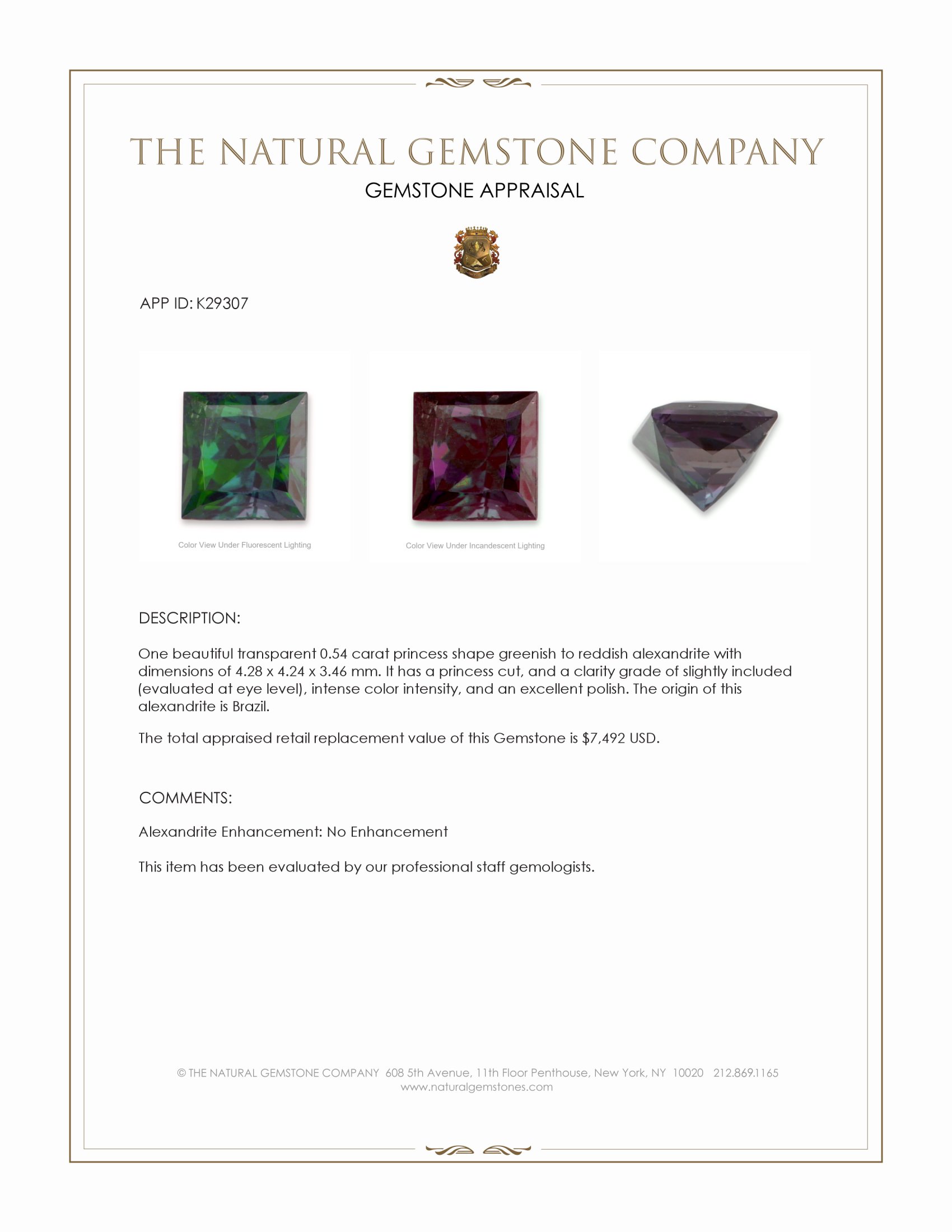 0.54 Ct. Alexandrite from Brazil