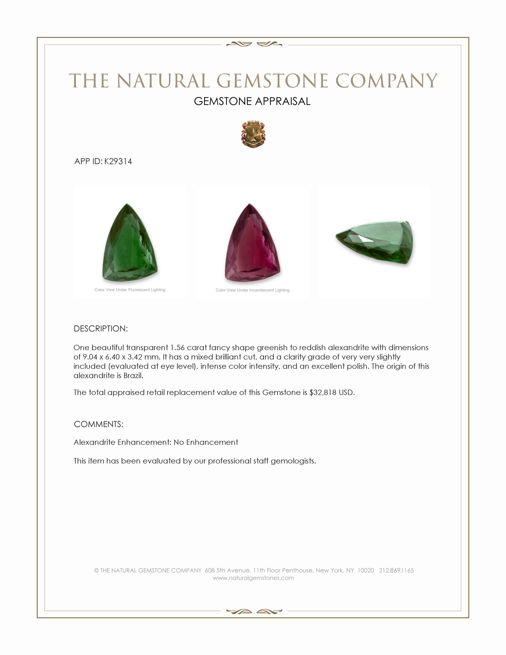1.56 Ct. Alexandrite from Brazil