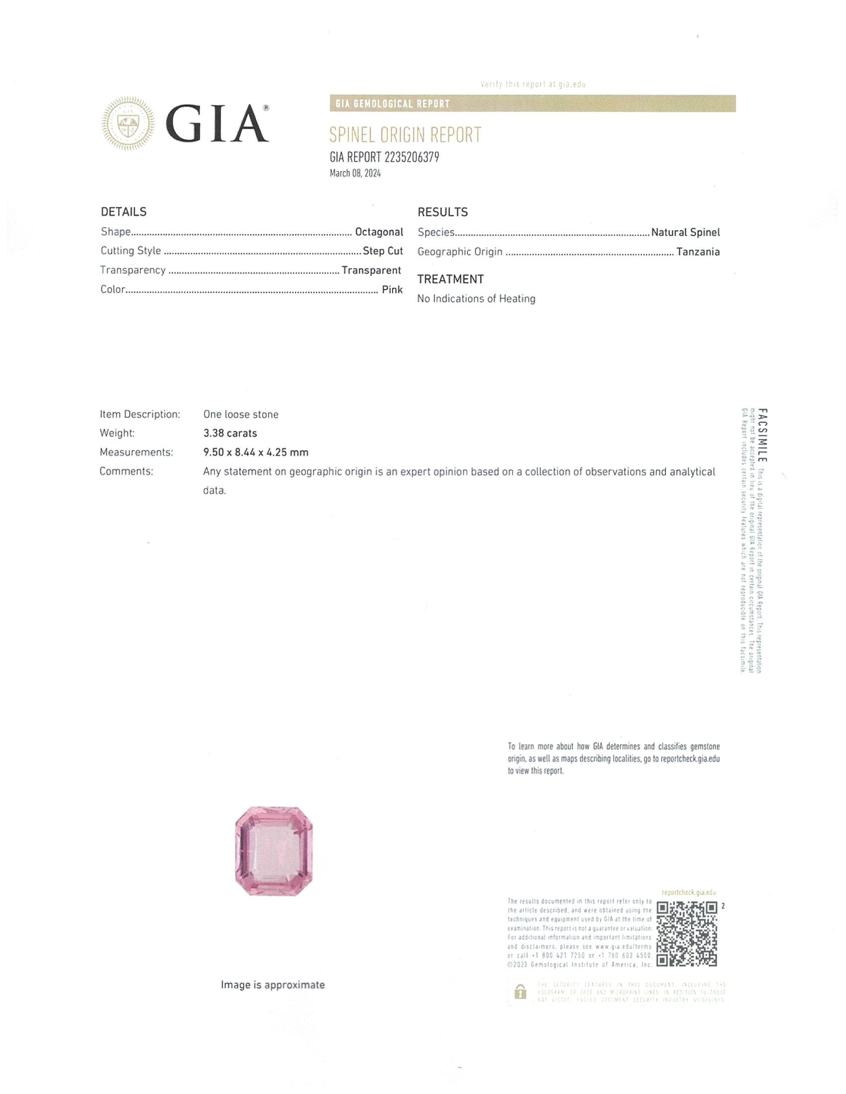 3.38 Ct. Spinel from Tanzania