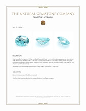 1.24 Ct. Greenish Blue Zircon from Ceylon (Sri Lanka) Appraisal