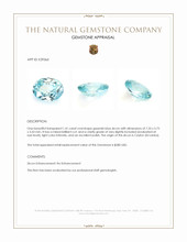 1.41 Ct. Greenish Blue Zircon from Ceylon (Sri Lanka) Appraisal