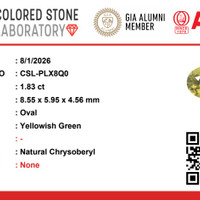 1.83 Ct. Yellowish Green Chrysoberyl from Ceylon (Sri Lanka) Pdf
