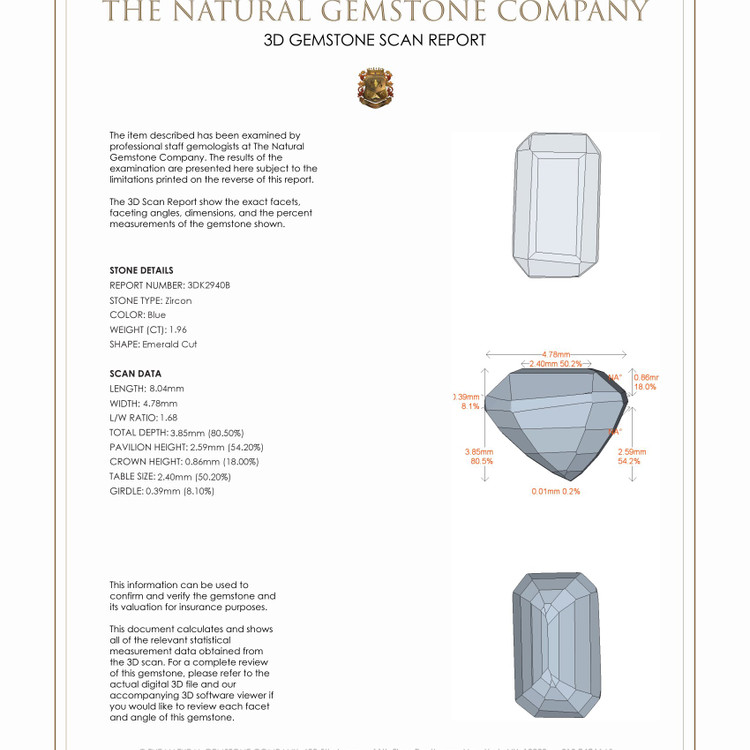 1.96 Ct. Zircon from Ceylon (Sri Lanka)