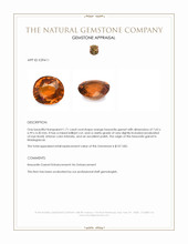 1.71 Ct. Orange Hessonite Garnet from Madagascar Appraisal