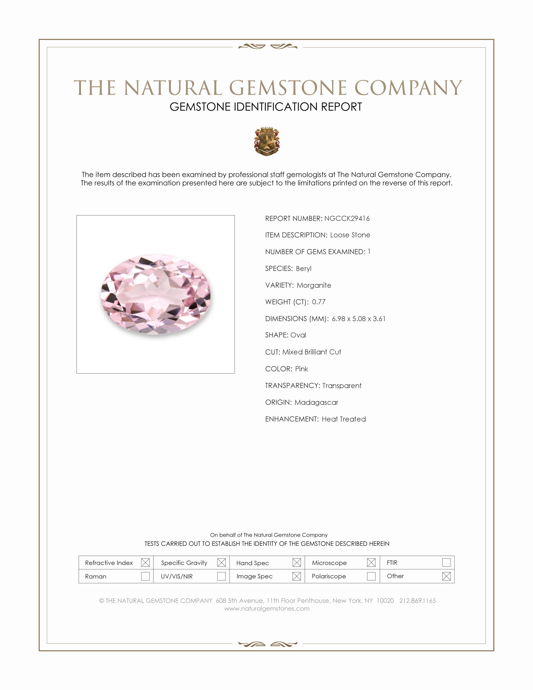 0.77 Ct. Pink Morganite from Madagascar