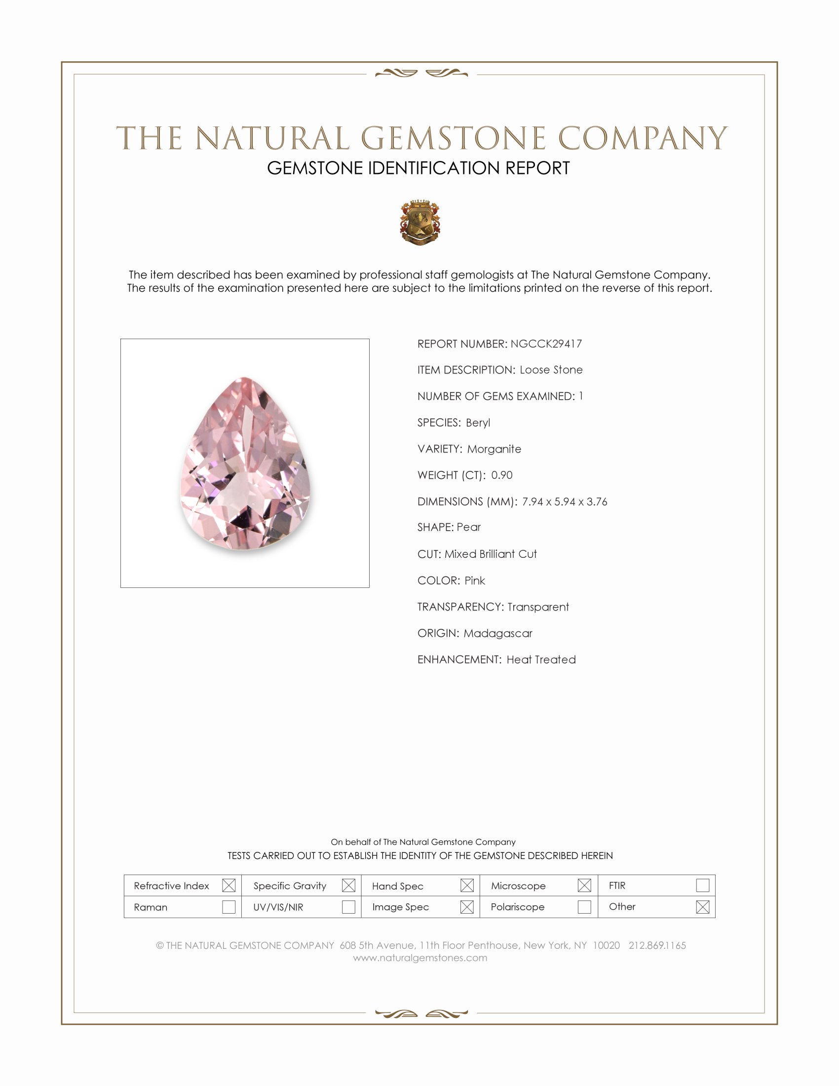 0.90 Ct. Pink Morganite from Madagascar