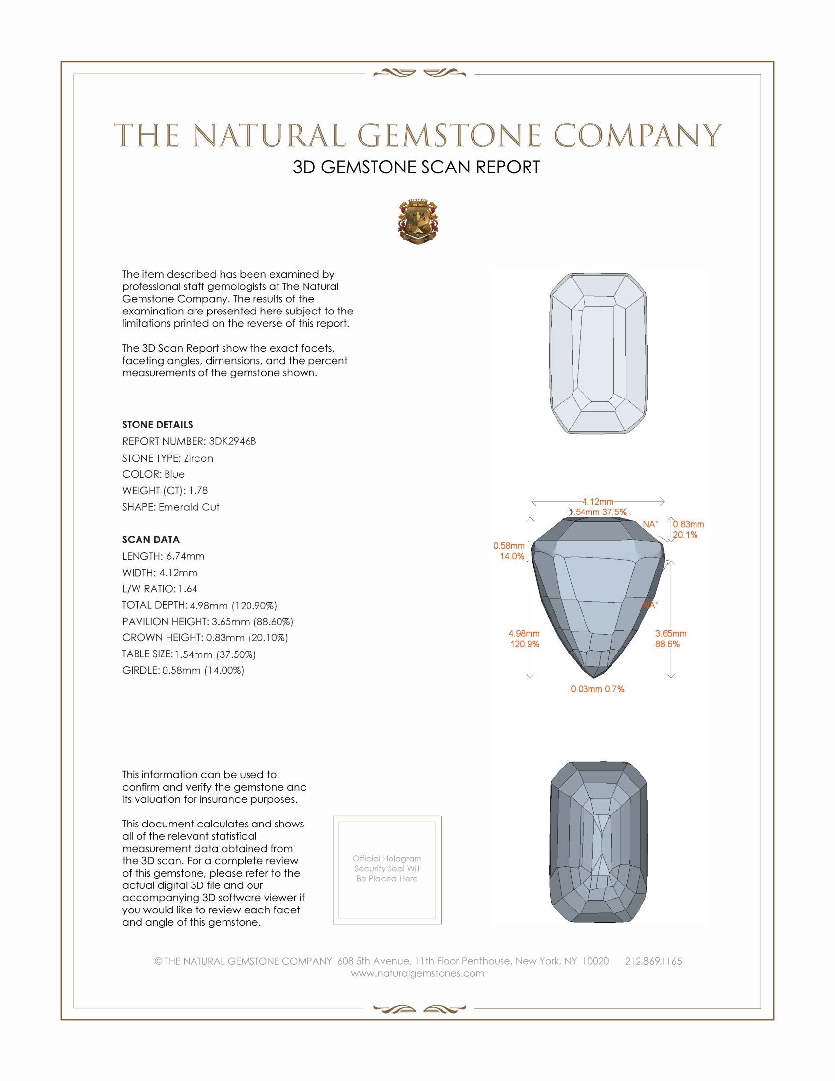 1.78 Ct. Zircon from Ceylon (Sri Lanka)