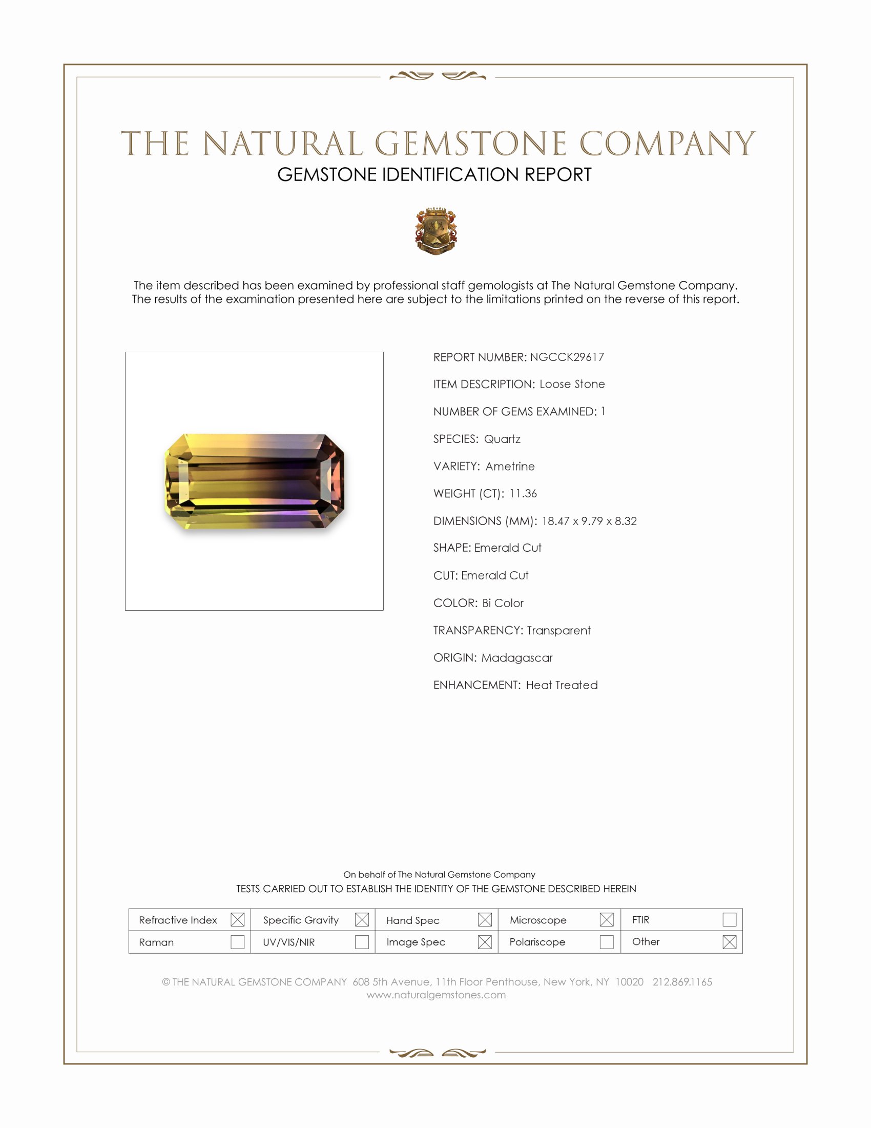 11.36 Ct. Bi Color Ametrine from Madagascar