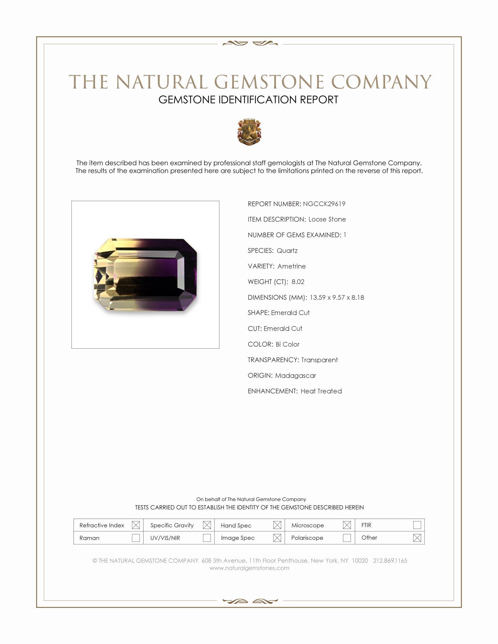 8.02 Ct. Bi Color Ametrine from Madagascar