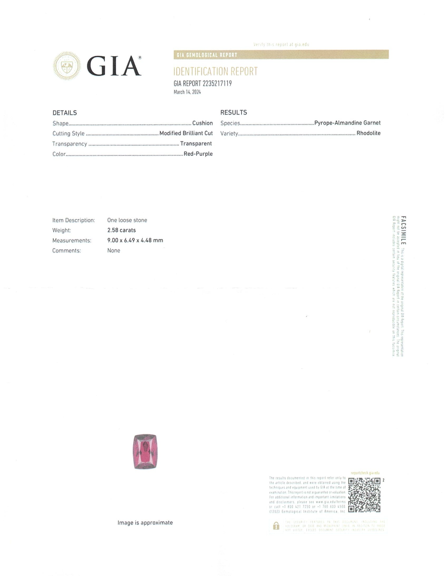 2.58 Ct. Rhodolite Garnet from Tanzania